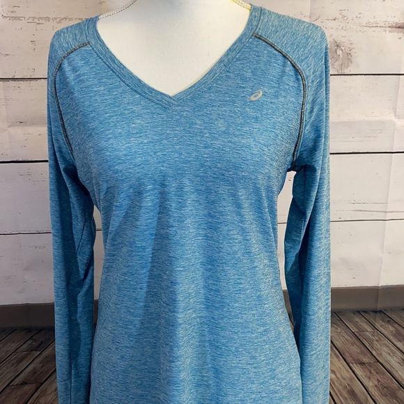 ASICS long sleeve blue V-neck top size Large - Picture 9 of 12